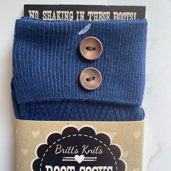 Britts Knits Pine Creek Boot Socks with Buttons Navy Blue One Size Fits Most NEW - Picture 3 of 5